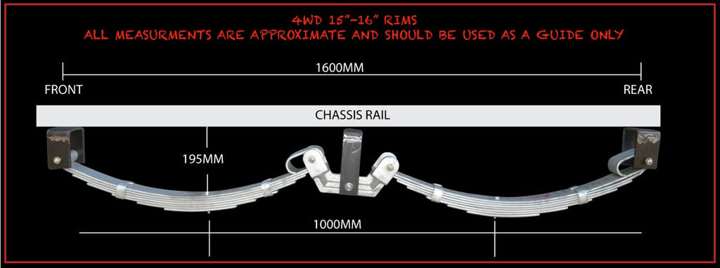 5 Leaf Trailer Caravan 2500Kg Dacromet Rocker Roller Springs & High Tensile U Bolt Kit.  7mm Thick Springs!