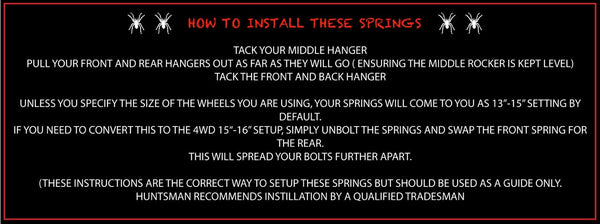 6 Leaf Trailer Caravan 3000Kg Dacromet Rocker Roller Springs & High Tensile U Bolt Kit.  7mm Thick Springs!