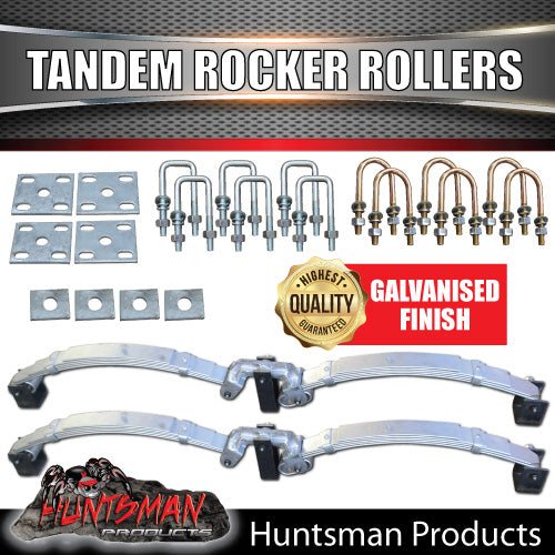 5 Leaf Trailer Caravan 2500Kg Dacromet Rocker Roller Springs & High Tensile U Bolt Kit.  7mm Thick Springs!
