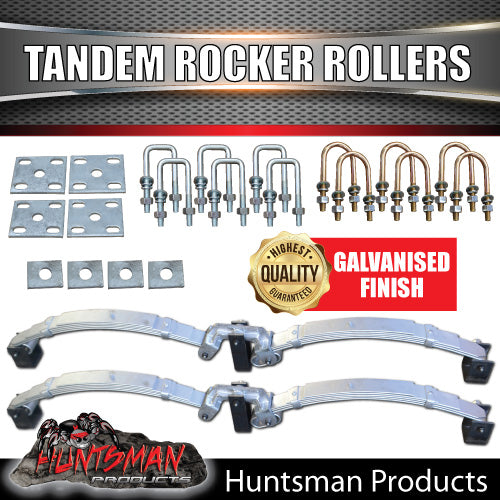 5 Leaf Trailer Caravan 2500Kg Dacromet Rocker Roller Springs & High Tensile U Bolt Kit