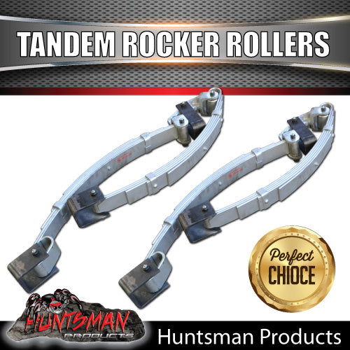 6 LEAF 3000kg TRAILER CARAVAN GALVANISED DACROMET ROCKER ROLLER TANDEM SPRING SET. 7MM THICK SPRINGS!