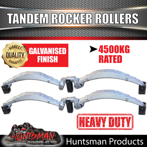 9 LEAF 4500kg TRAILER CARAVAN GALVANISED DACROMET ROCKER ROLLER TANDEM SPRING SET. 7MM THICK SPRINGS!