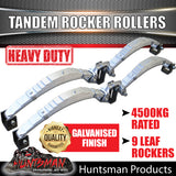 9 LEAF 4500kg TRAILER CARAVAN GALVANISED DACROMET ROCKER ROLLER TANDEM SPRING SET. 7MM THICK SPRINGS!
