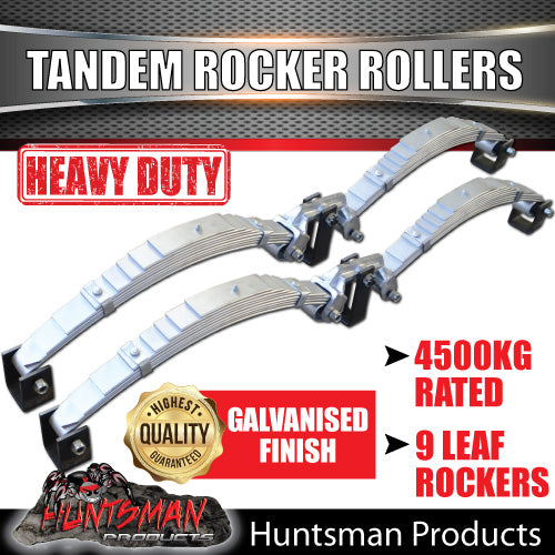 9 LEAF TRAILER CARAVAN GALVANISED DACROMET ROCKER ROLLER TANDEM SPRING SET 4500kg