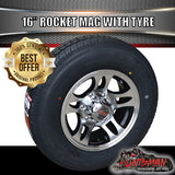 16" 6 stud Rocket Alloy Mag & 225/75R16C Tyre. 225 75 16 Caravan Trailer