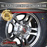 16" 6 stud Rocket Alloy Mag Wheel & 245/75R16 L/T Tyre. 245 75 16