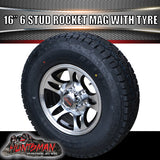 16" 6 stud Rocket Alloy Mag Wheel & 245/75R16 L/T Tyre. 245 75 16