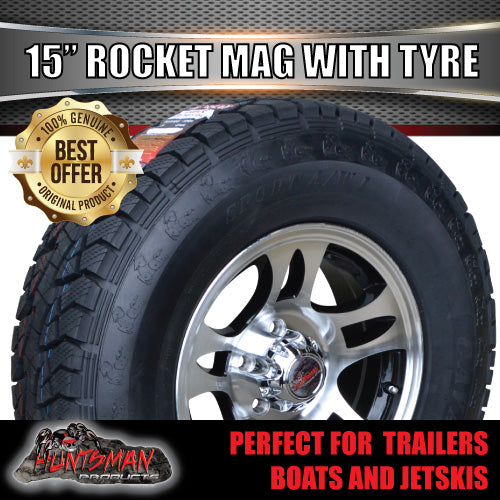 15" Trailer Caravan Rocket Alloy Rim & 235/75R15 LT Tyre Suits Ford Pattern. 235 75 15