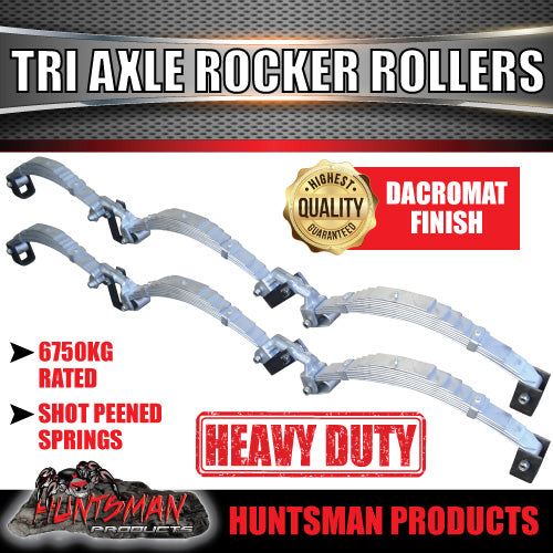 TRI AXLE 9 LEAF GALVANISED ROCKER ROLLER TRAILER SPRING SET 6750kg ...