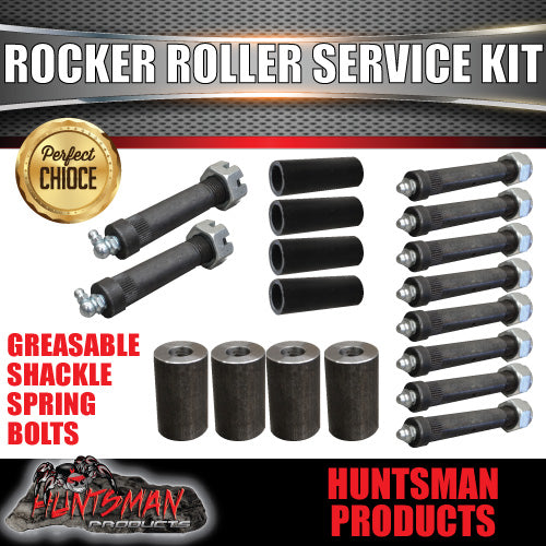 Rocker Roller Trailer Caravan Replacement Service Kit inc Shackle Bolts Bushes