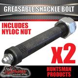 x2 Greasable Trailer Caravan Shackle Spring Bolt & Nut 5/8" X 4" Rocker Roller
