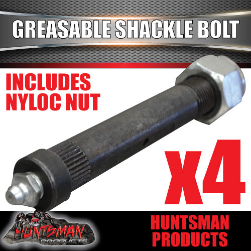 x4 Greasable Trailer Caravan Shackle Spring Bolt & Nut 5/8" X 4" Rocker Roller