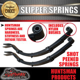 2x Trailer 4 Leaf 45mm Eye & Slipper Springs with Hanger & U Bolt Kit 900kg.