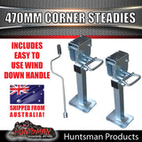 2x 470mm Drop Down corner Legs Steadies & Handle. Steel Foot!