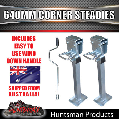 2x 640mm Drop Down Corner Steadies Stabilizer Legs & Winder