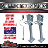 2x 640mm Drop Down Corner Steadies Stabilizer Legs & Winder