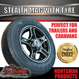 13" Trailer Caravan Stealth Alloy Mag & 155R13C Tyre. suits Ford pattern. 155 13