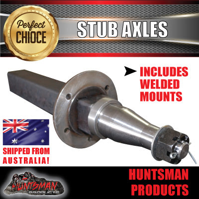 x2 2000kg TRAILER STUB AXLES & BRAKE MOUNTS SUIT LANDCRUISER ALKO BEARINGS