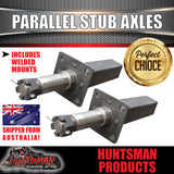 x2 PARALLEL TRAILER STUB AXLES ELECTRIC BRAKE MOUNTS