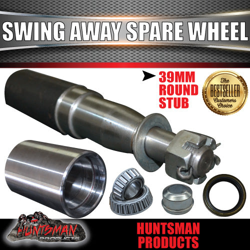 Rear Bar Swing Away Spare Wheel Bracket Hinge Kit 39X250mm Round Stub Axle For 4wd & Camper Trailers