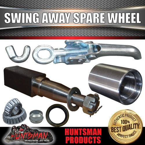 Rear Bar Swing Away Spare Wheel Bracket Hinge & Lock  40 X 250mm Square Stub Axle For 4wd & Camper Trailers