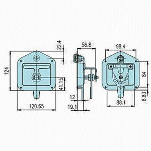 X10 T Handle Locks With Studs. Stainless Steel, Flush Mount,