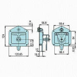 X10 T Handle Locks With Studs. Stainless Steel, Flush Mount,