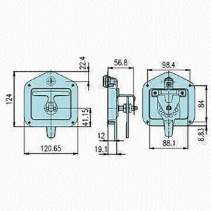 x2 Black T Handle Locks. Stainless Steel, Flush Mount,