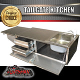 304 Stainless Steel Camper Trailer Caravan Tailgate Kitchen. RHS Sink Solid Back