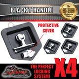 x4 Black T Handle Locks & Studs. Stainless Steel, Flush Mount,