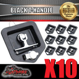 x10 Black T Handle Locks & Studs. Stainless Steel, Flush Mount,