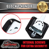 X1 Black T Handle Locks & Studs. Stainless Steel, Flush Mount,