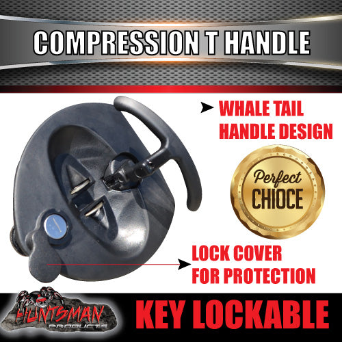 x1 Reinforced Black Fibre Compression T Lock for Trailer Caravan Boat Truck Toolbox