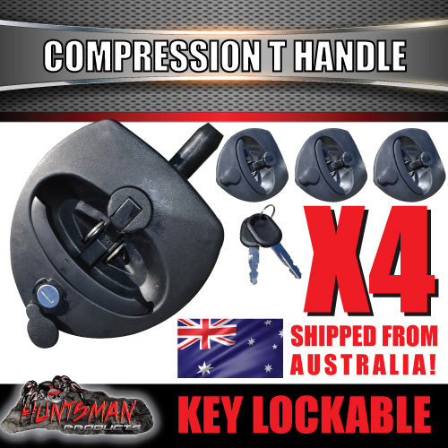 x4 Black Reinforced Fibre Compression T Lock. Trailer Caravan Boat Truck Toolbox