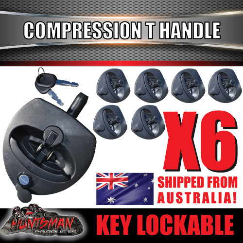x6 Black Reinforced Fibre Compression T Lock for Trailer Caravan Boat Truck Toolbox