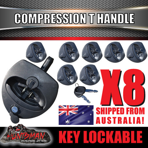 x8 Black Reinforced Fibre Compression T Lock for Trailer Caravan Boat Truck Toolbox