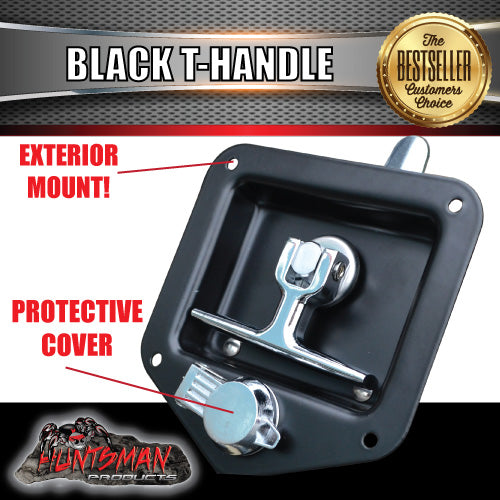 x2 Black T Handle Locks. Stainless Steel, Flush Mount, Tool Box, Canopy Trailer
