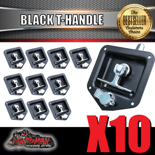 x10 Black T Handle Locks. Stainless Steel, Flush Mount,