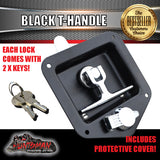 x2 Black T Handle Locks. Stainless Steel, Flush Mount,