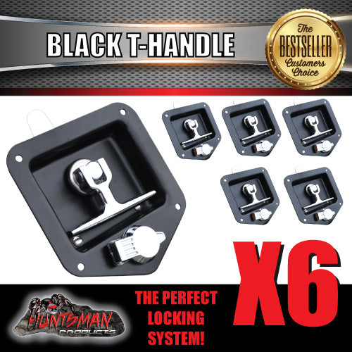 x6 Black T Handle Locks. Stainless Steel, Flush Mount,