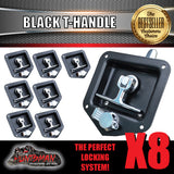 x8 Black T Handle Locks. Stainless Steel, Flush Mount,