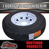 16x6" 6 stud trailer caravan white steel wheel & 7:00R16 L/T Truck tyre. 7.00 16