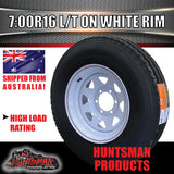 16x6" 6 stud trailer caravan white steel wheel & 7:00R16 L/T Truck tyre. 7.00 16