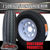 16x6" 6 stud trailer caravan white steel wheel rim & 7:50R16 L/T Truck tyre. 7.50 16