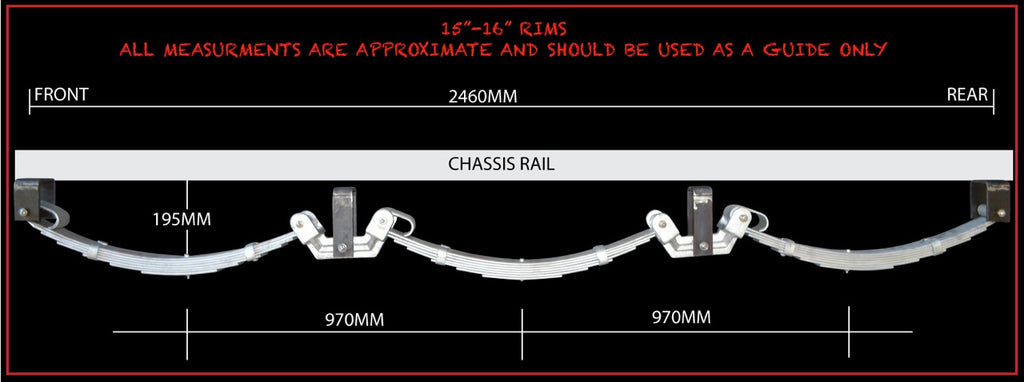 TRI AXLE 7 LEAF 5250kg GALVANISED DACROMET ROCKER ROLLER SPRING SET.  7MM THICK SPRINGS!