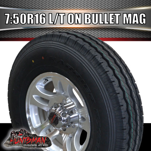 16" 6 stud bullet alloy wheel rim & 7:50R16 L/T Truck tyre. 7.50 16