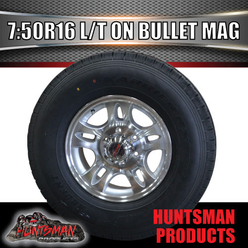 16" 6 stud bullet alloy wheel rim & 7:50R16 L/T Truck tyre. 7.50 16