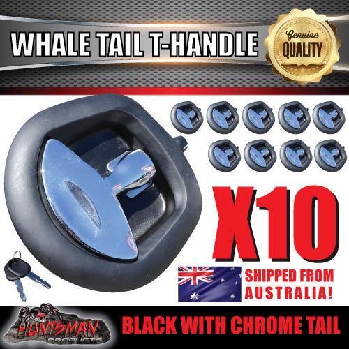 x10 Black Whale Tail T Handle Folding Lock for Trailer Canopy Box