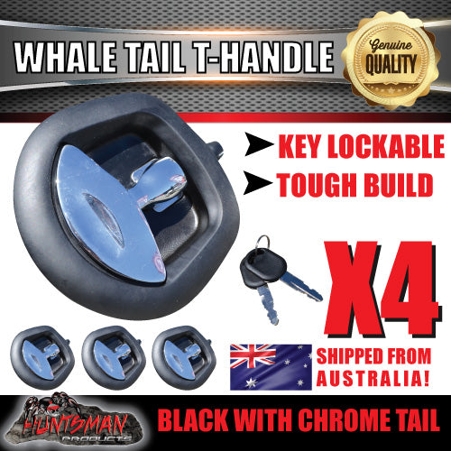 x4 Black Whale Tail T Handle Folding Lock for Trailer Canopy Box