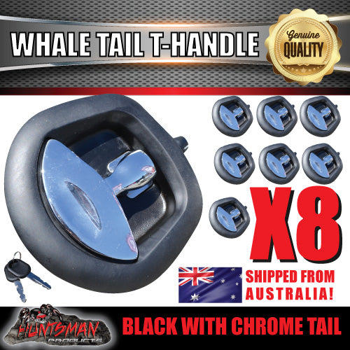 x8 Black Whale Tail T Handle Folding Lock for Trailer Canopy Box